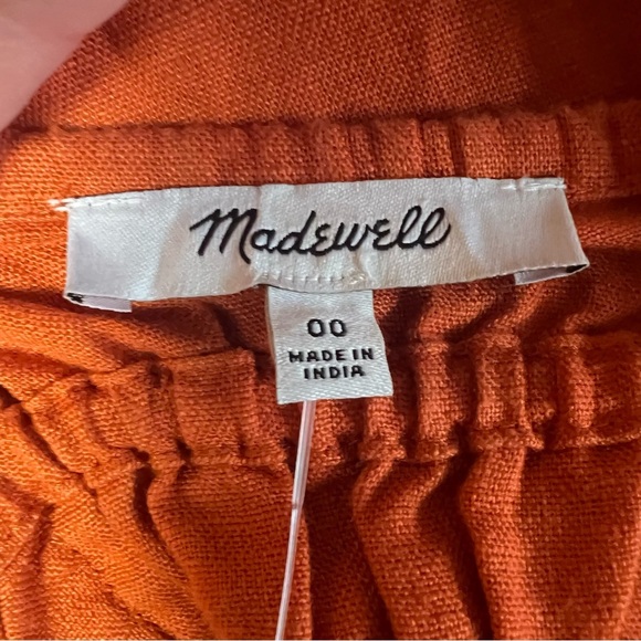 MADEWELL Square Neck Mini Dress Linen Dark Copper Orange Size 00 NWT - Picture 11 of 15